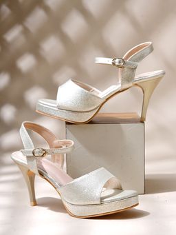 Shoetopia - Classy Embellished Golden Heels for Women
