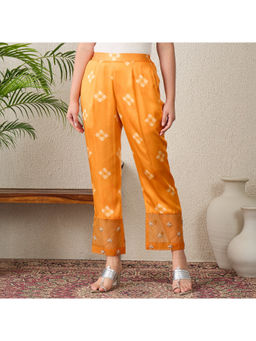 First Resort by Ramola Bachchan - Orange Boota Print Hand Embroidered Pant
