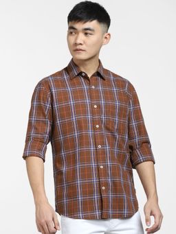 Jack & Jones - Men Checked Brown Shirt