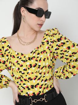 VERO MODA - Women Printed Yellow Top