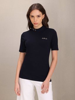 U.S. POLO ASSN. - Black High Neck Printed T-Shirt