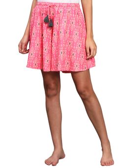 Bstories - Culottes Shorts For Women-Pink Ekart Print