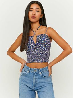 TALLY WEiJL - Floral Printed Front Tie Trendy Crop Top