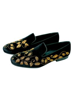 SHUTIQ - Auric Rowan Black Velvet Loafers