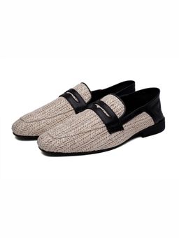 SHUTIQ - Bere Seole Ivory Cotton Loafers