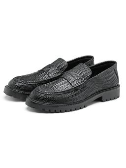 SHUTIQ - Bohobo Black Lather Loafers