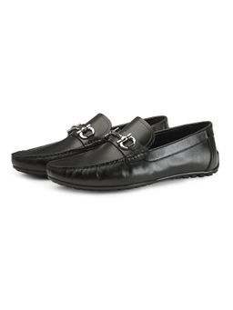SHUTIQ - Figo Coal Black Lather Loafers