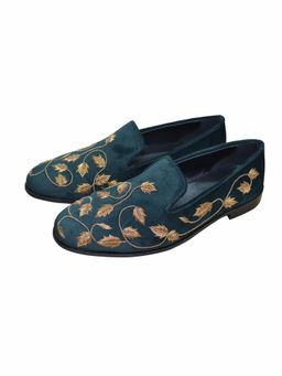 SHUTIQ - Green Auric Rowan Green Lather Loafers