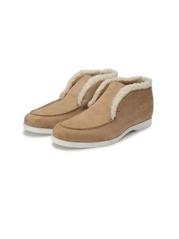 SHUTIQ - Otimo Fur Beige Suede Loafers