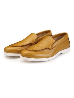 SHUTIQ - Otimo Ostrich Amber Lather Loafers