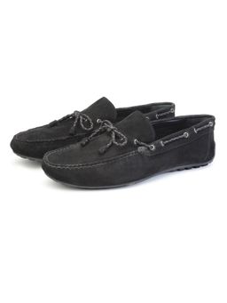 SHUTIQ - Para Coal Black Suede Loafers