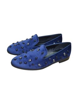 SHUTIQ - Skull Candy Navy Blue Lather Loafers