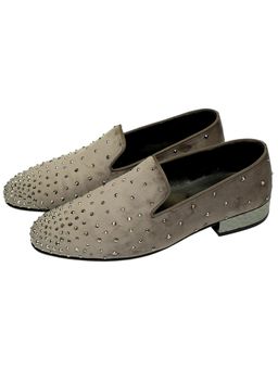 SHUTIQ - Sterling Freckle Grey Velvet Loafers