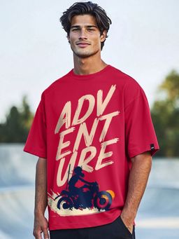 Bewakoof - Men Red Graphic Oversized T-Shirt