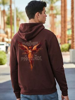 Bewakoof - Men's Brown Phoenix Graphic Printed Hoodies