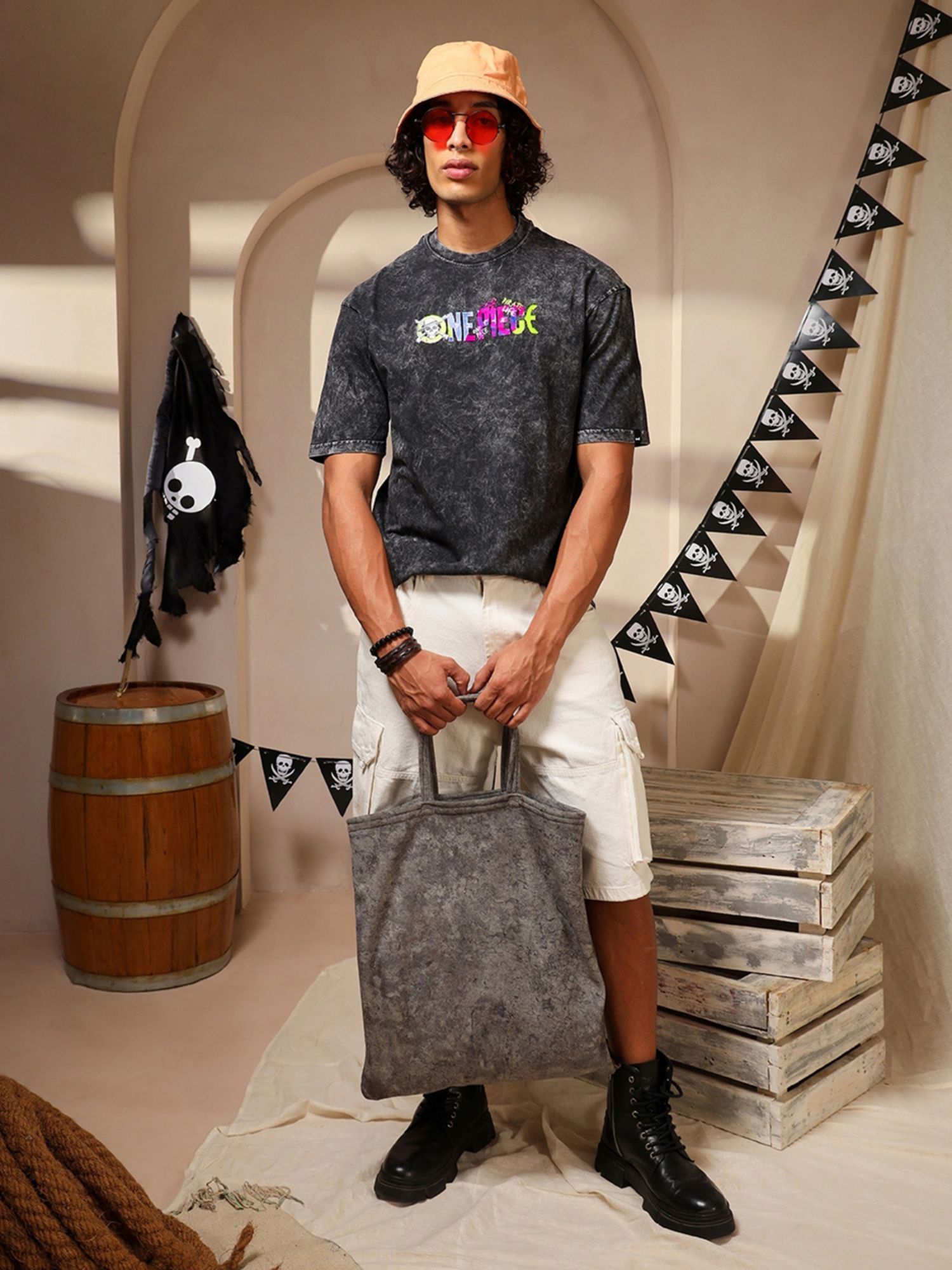 Buy Bewakoof Men's Black One Piece Graphic Printed Oversized Acid