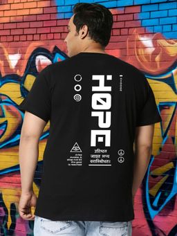 Bewakoof - Men's Black Hope Street Graphic Printed Plus Size T-shirt