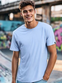 Bewakoof - Men's Chambray Blue T-shirt