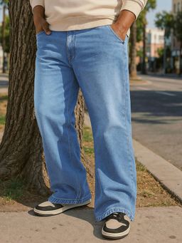 Bewakoof - Men's Blue Wide Leg Plus Size Jeans