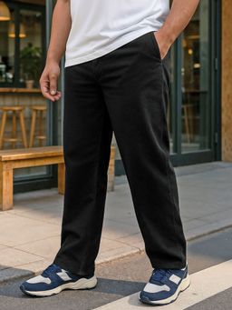 Bewakoof - Men's Black Straight Fit Plus Size Jeans