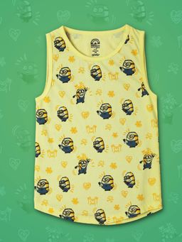 Kidsville - Kids Girls Minions Yellow Printed Tank Top