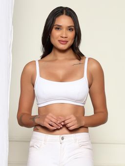 Curvy Love - Full Coverage Cotton Sports Bra with All Day Comfort White