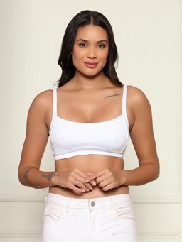 Curvy Love - Full Coverage Cotton Sports Bra with All Day Comfort White