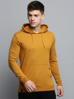SHOWOFF - Mens Hooded Solid Mustard Pullover Sweatshirt