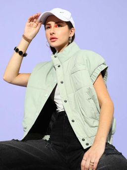 STREET 9 - Green Quilted Puffer Jacket