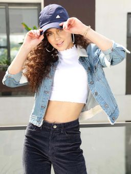 STREET 9 - Blue Fur Denim Jacket