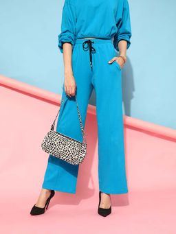 STREET 9 - Turquoise Solid Straight Leg Trouser