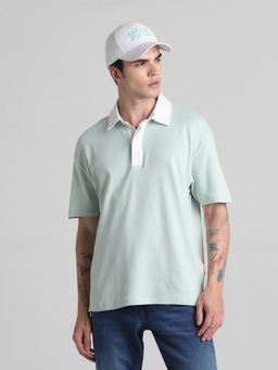 Jack & Jones - Blue Oversized Drop Shoulder Polo T-Shirt