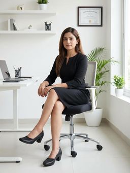 SHOE BEE - Women Black Synthetic Pumps