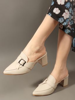 CHINRAAG - Women Cream Synthetic Mules