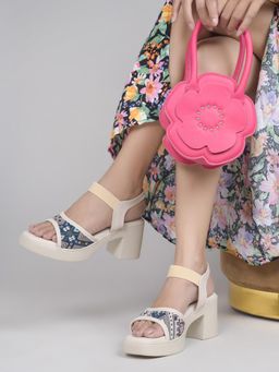 SHUZ TOUCH - Boho Weave Cream Slingback Sandals