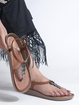 SHUZ TOUCH - Tan Slingback Comfort sandals