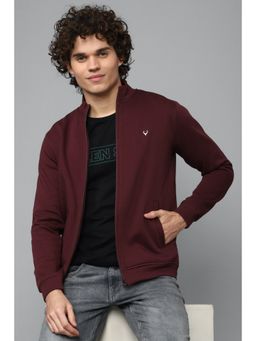 Allen Solly - Men Maroon Stylized Neck Full Sleeves Casual Sweatshirt