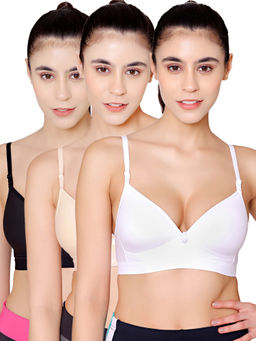 Bodycare - Seamless Wire Free Padded Sports Bra-Pack Of 3 - Multi-Color