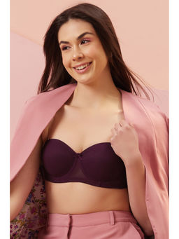 Clovia - Padded Underwired Demi Cup Balconette Bra - Purple