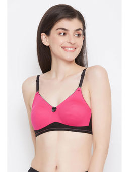 Clovia - Cotton Non-Padded Non-Wired Full Cup T-Shirt Bra - Pink
