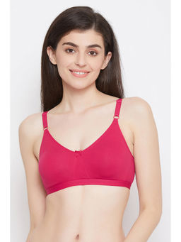 Clovia - Cotton Non-Wired Double Layered Full Cup Bra with Detachable Straps - Pink