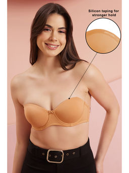 Clovia - Cotton Padded Underwired Multiway Strapless Balconette T-Shirt Bra - Nude
