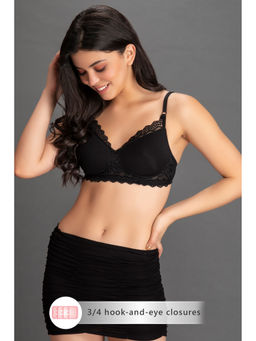 Clovia - Polyamide Solid Padded Full Cup Wire Free T-shirt Bra - Black