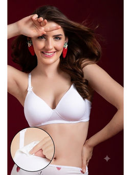 Clovia - Padded Non-wired Demi Cup Feeding Bra - White
