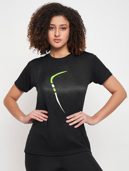 Clovia - Comfort Fit Active T-shirt in Black