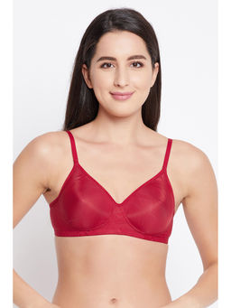 Clovia - Polyamide Solid Padded Full Cup Wire Free T-shirt Bra - Dark Red