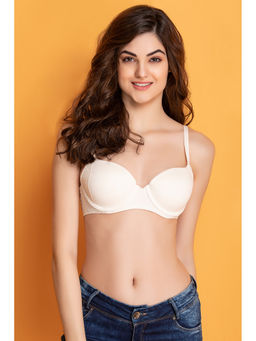 Clovia - Padded Underwired Demi Cup T-shirt Bra With Balconette Style In White