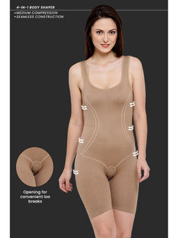 Clovia - Laser Cut No Panty Lines High Compression Body Suit In Nude