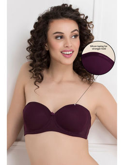 Clovia - Lace Solid Lightly Padded Full Cup Underwired Balconette Bra - Purple