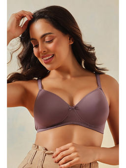 Clovia - Polyamide Padded Full Cup Wire Free T-Shirt Bra - Purple